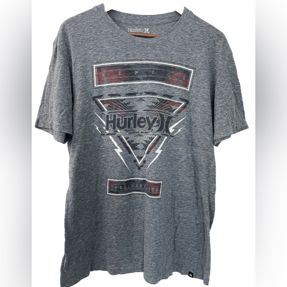 Hurley Gray Graphic Logo T-Shirt Size Large